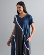 Vestido em Malha Estampado - Azul - Imagem 5
