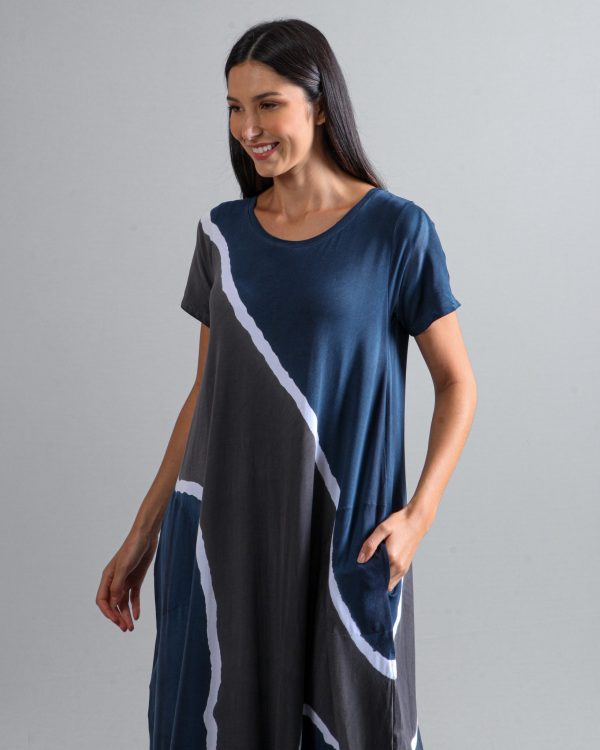 Vestido em Malha Estampado - Azul - Imagem 5