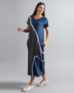 Vestido em Malha Estampado - Azul - Imagem 3