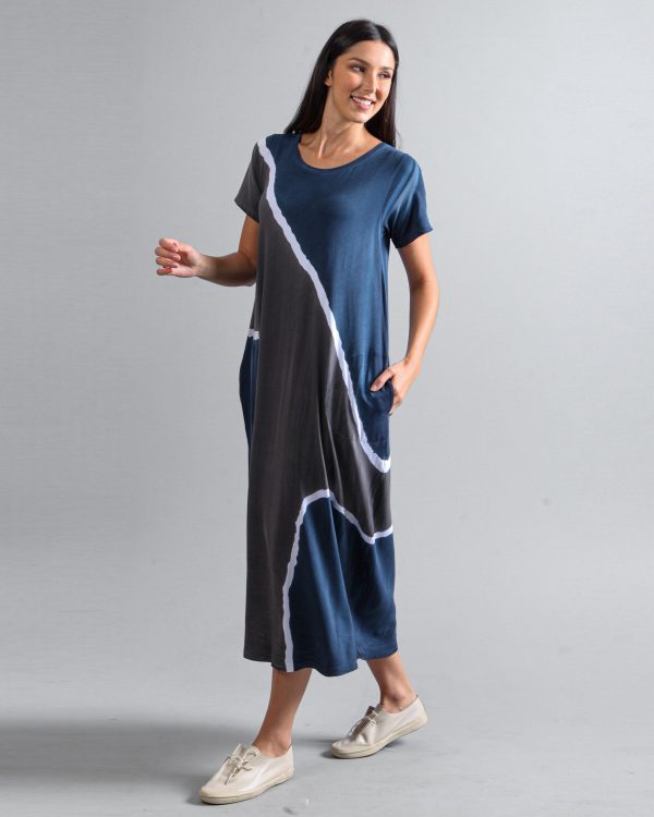 Vestido em Malha Estampado - Azul - Imagem 3