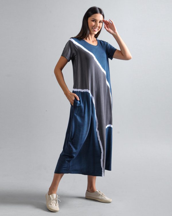 Vestido em Malha Estampado - Azul - Imagem 1