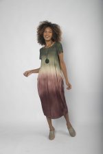 Vestido em Malha com Bolsos Estampado - Verde