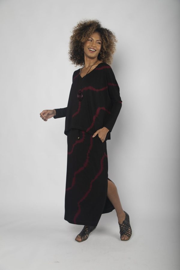 Conjunto Feminino em Malha Estampado - Vinho - Imagem 2