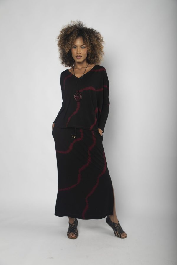 Conjunto Feminino em Malha Estampado - Vinho - Imagem 1