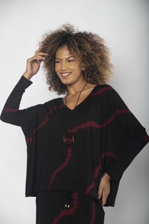 Conjunto Feminino em Malha Estampado - Vinho - Imagem 3
