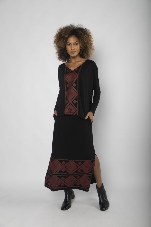 Conjunto Feminino em Malha Estampado - Preto - Imagem 1
