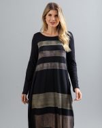 Vestido em Malha Estampado Manga Longa - Preto - Imagem 2