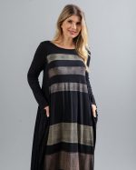 Vestido em Malha Estampado Manga Longa - Preto - Imagem 4