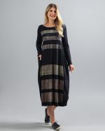 Vestido em Malha Estampado Manga Longa - Preto - Imagem 3