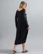 Vestido em Malha Estampado Manga Longa - Preto - Imagem 5