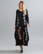 Vestido em Malha Estampado Manga Longa - Preto - Imagem 4