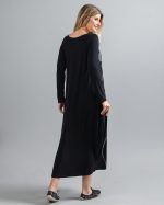 Vestido em Malha Estampado Manga Longa - Preto - Imagem 5