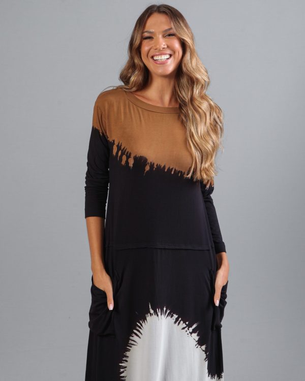 Vestido em Malha Tie Dye - Preto - Imagem 2
