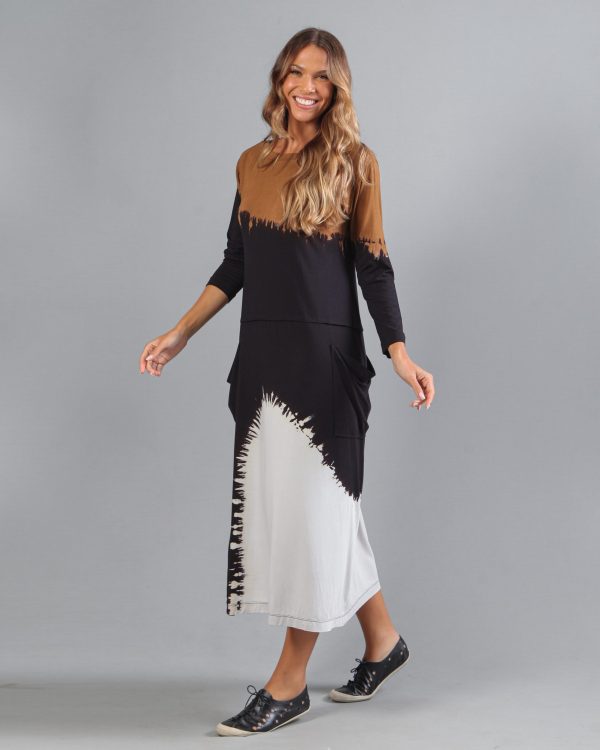 Vestido em Malha Tie Dye - Preto - Imagem 1