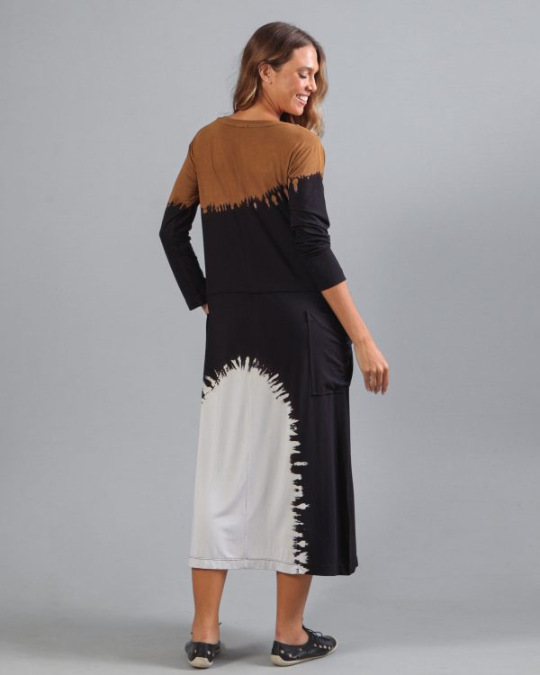 Vestido em Malha Tie Dye - Preto - Imagem 5