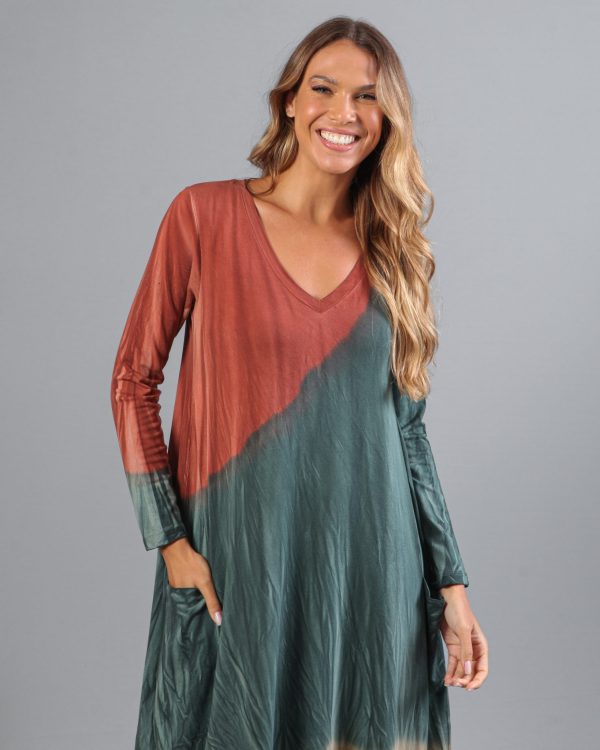 Vestido em Malha Estampado Manga Longa - Terra - Imagem 2