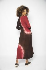Vestido em Malha Estampado Manga Longa - Marrom - Imagem 5
