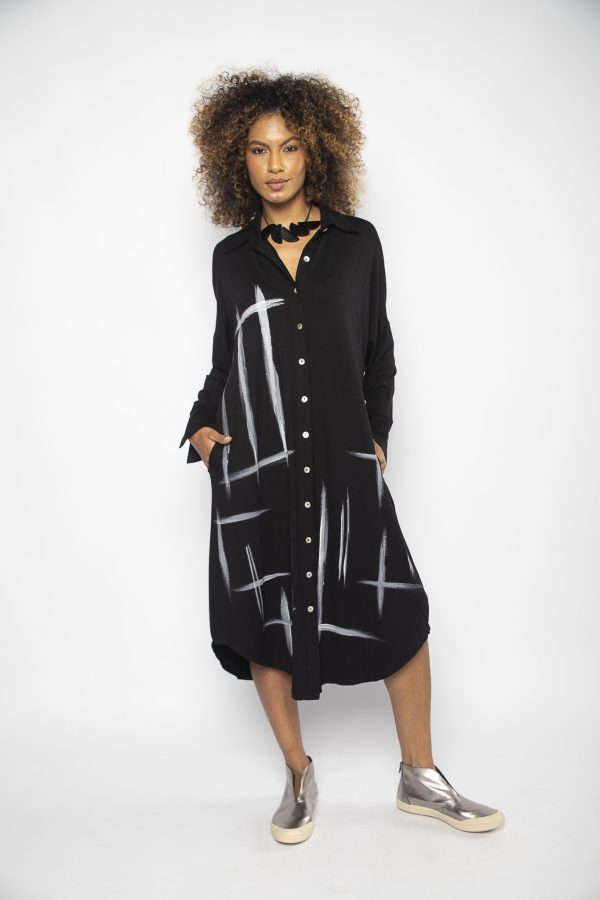 Chemisie Longo em Malha Estampado - Preto - Imagem 1