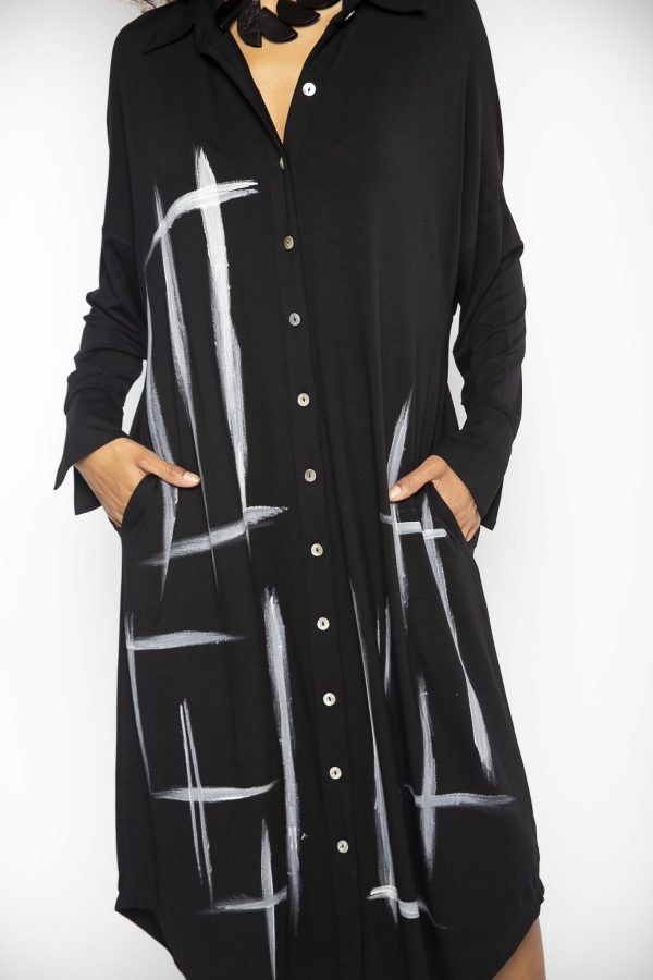 Chemisie Longo em Malha Estampado - Preto - Imagem 2