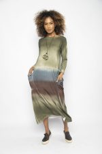 Vestido em Malha Manga Longa com Bolsos - Verde