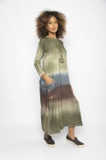 Vestido em Malha Manga Longa com Bolsos - Verde - Imagem 3