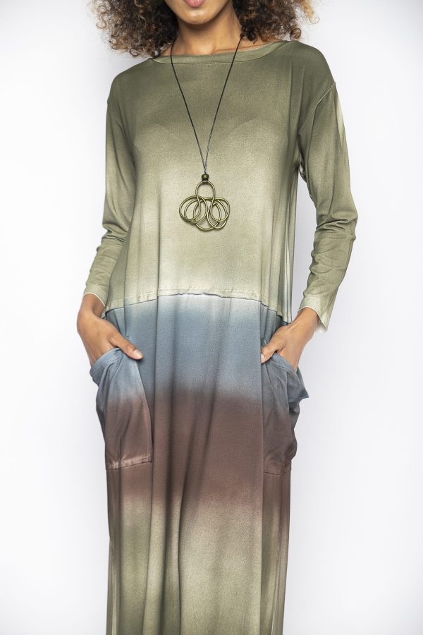 Vestido em Malha Manga Longa com Bolsos - Verde - Imagem 5