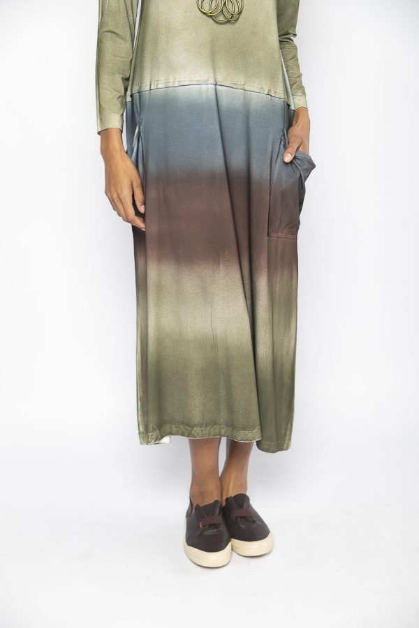 Vestido em Malha Manga Longa com Bolsos - Verde - Imagem 4