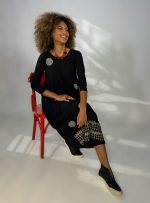 Vestido em Malha Estampado - Preto