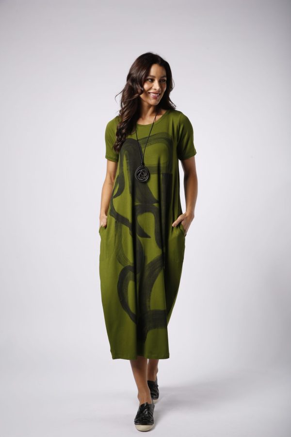 Vestido Street em Malha Estampado Manga Curta- Pistache - Imagem 1