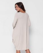Vestido Curto em Malha Estampado Manga Longa - Areia - Imagem 4