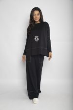 Conjunto Feminino Les em Malha Manga Longa - Preto
