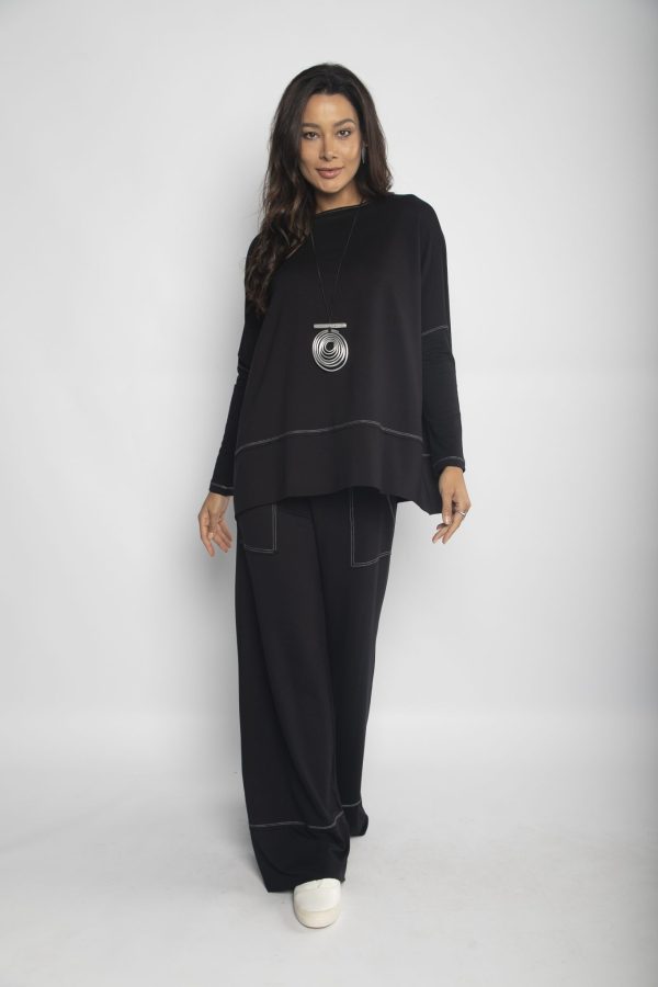 Conjunto Feminino Les em Malha Manga Longa - Preto - Imagem 1