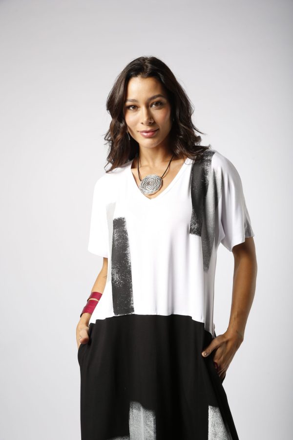 Vestido Ibiza Com Manga Curta E Bolsos Laterais - Estampado - Imagem 2