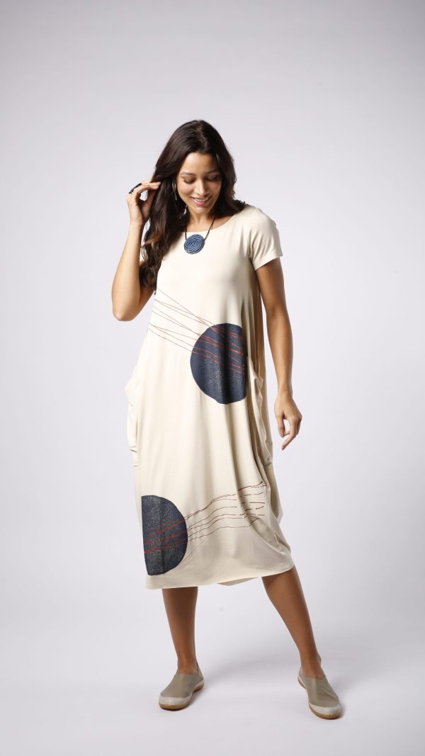Vestido Italy Com Manga Curta - Cru