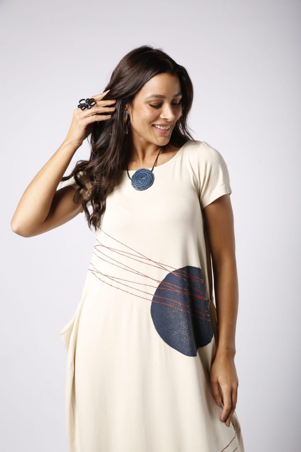 Vestido Italy Com Manga Curta - Cru - Imagem 2