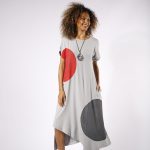 Vestido Em Malha Com Manga Curta - Cinza