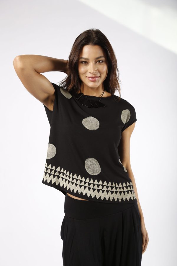 Blusa Tokyo Com Manga Curta Flórida - Preto - Imagem 3