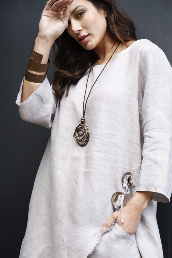 Conjunto Tunica Em Linho - Marrom / Caqui - Imagem 9