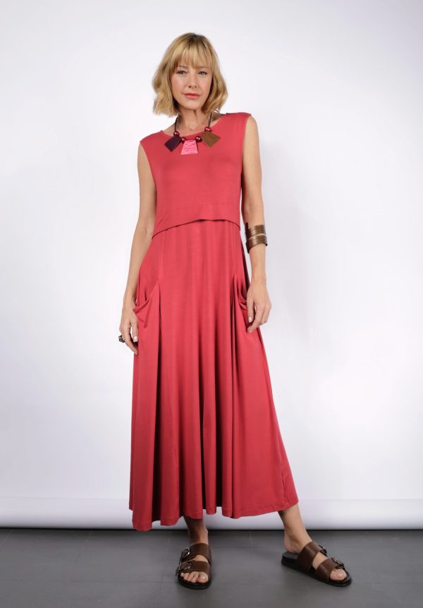 Vestido Holanda Sem Manga - Preto / Cereja - Imagem 1
