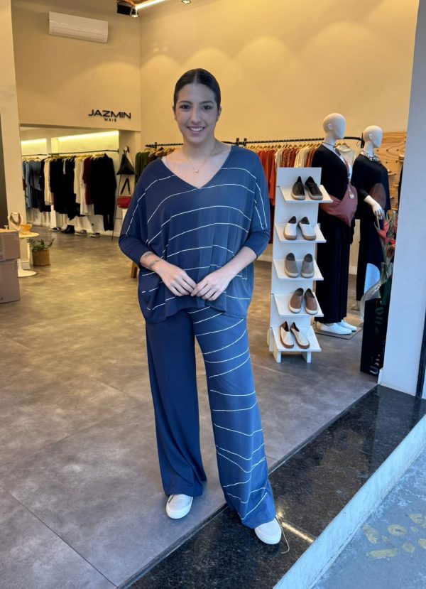 Conjunto Japão Com Decote Em V - Marinho - Imagem 1
