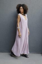 Vestido em Linho Puro Decote V - Imagem 3