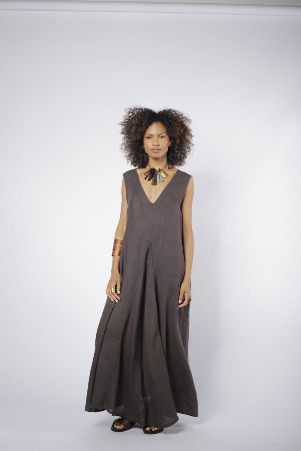 Vestido em Linho Decote V - Imagem 6