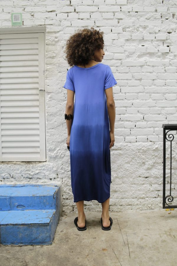 Vestido Street Com Manga Curta - Azul - Imagem 4