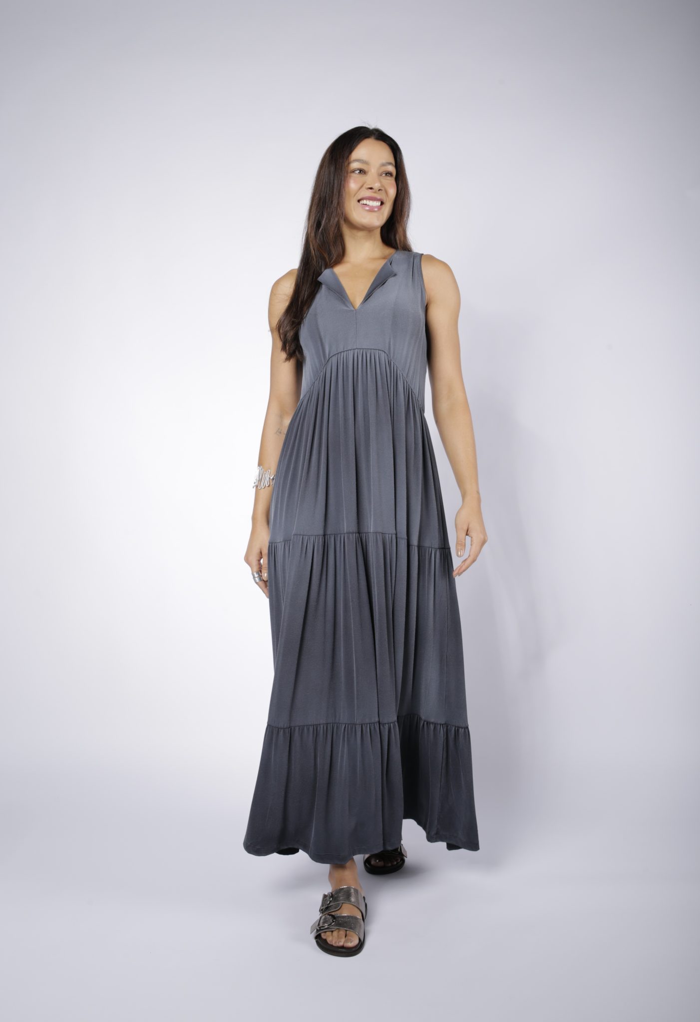 _D3_3417 Vestido Em Malha Sem Mangas - Preto - Imagem 1