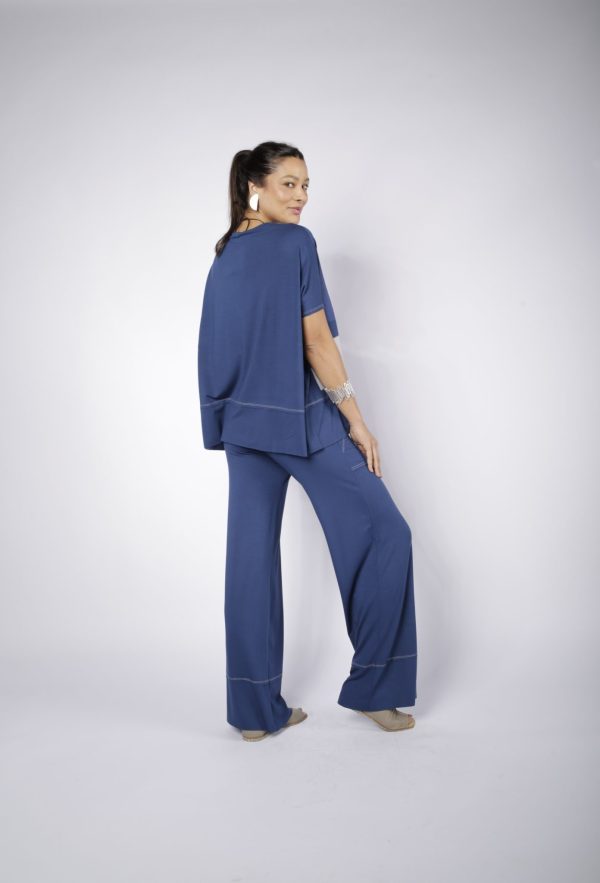 Conjunto Em Malha Com Mangas Curtas - Marinho - Imagem 3