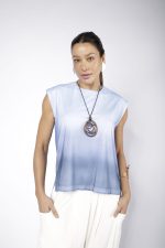 Blusa Feminina Estampada Com Mangas Curtas  - Azul