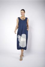 Vestido Em Malha Estampado Sem Mangas - Marinho