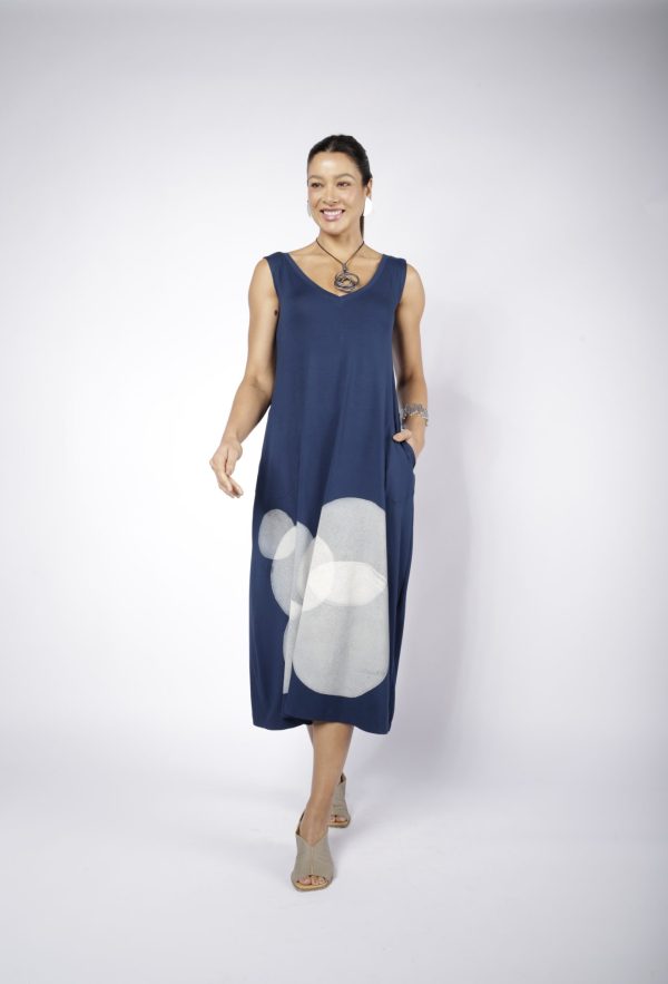 Vestido Em Malha Estampado Sem Mangas - Marinho - Imagem 1