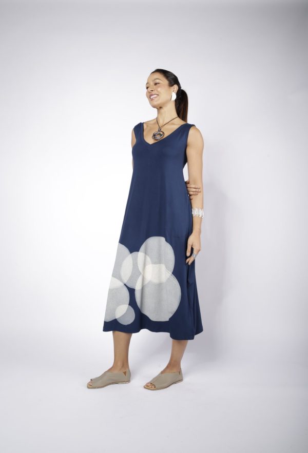Vestido Em Malha Estampado Sem Mangas - Marinho - Imagem 3