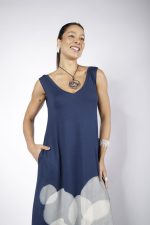 Vestido Em Malha Estampado Sem Mangas - Marinho - Imagem 2